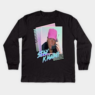 Trump Stay Kawaii Retrowave Vaprowave Retro Memphis Design Kids Long Sleeve T-Shirt